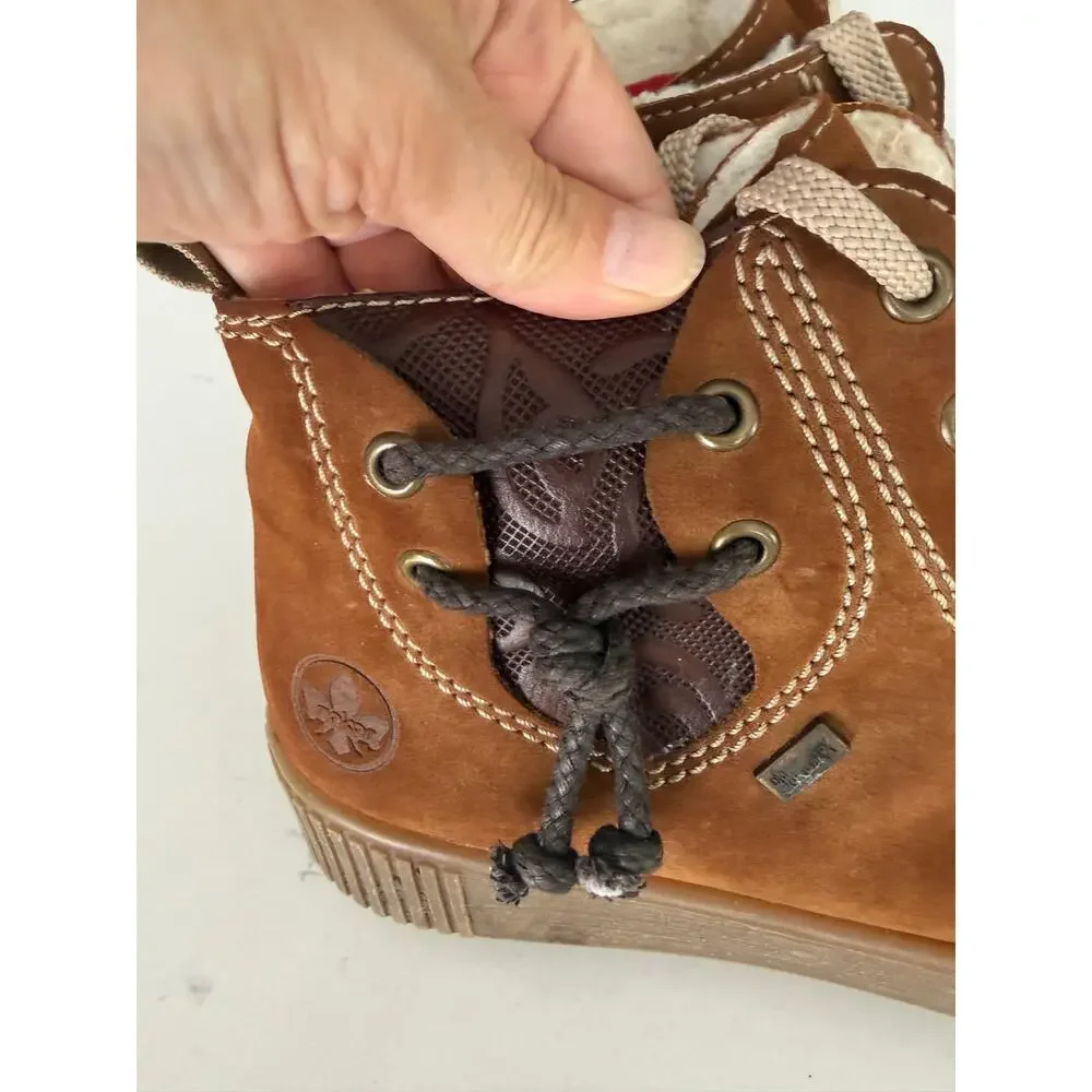 Reiker Tex cognac ankle boots sz 40 zip up comfort Nubuck outdoors gorpcore